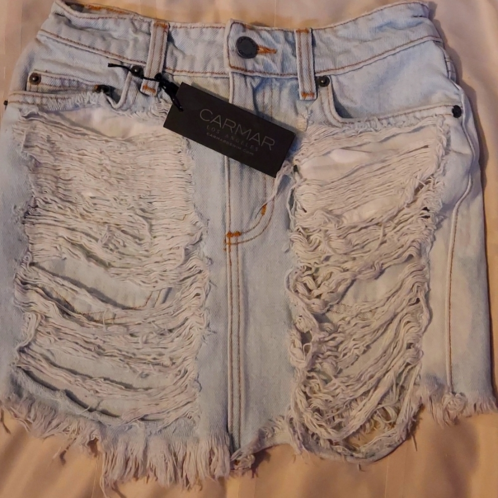 NWT CARMAR of Los Angeles Super distressed Mini Skirt